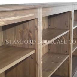 Solid Pine 3 Bay Bookcase, 8Ft Wide Adjustable Shelving Unit, Traditional Storage Bookshelves - thumbnail 3