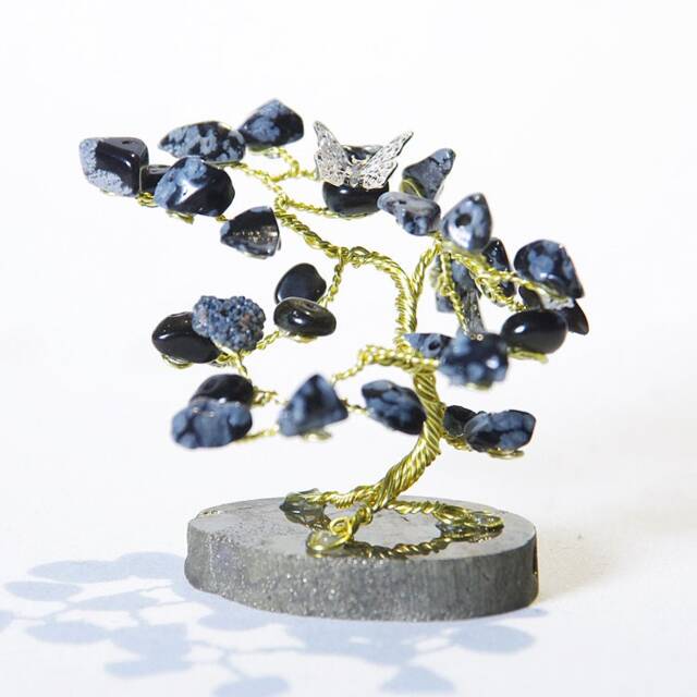 Semi Precious Gem Tree With Butterfly/Dragonfly Gift Home Decor