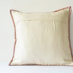Earthy Mauve Peace Silk Pillow Cover, Jacquard Woven Throw - 16x16 In - thumbnail 4
