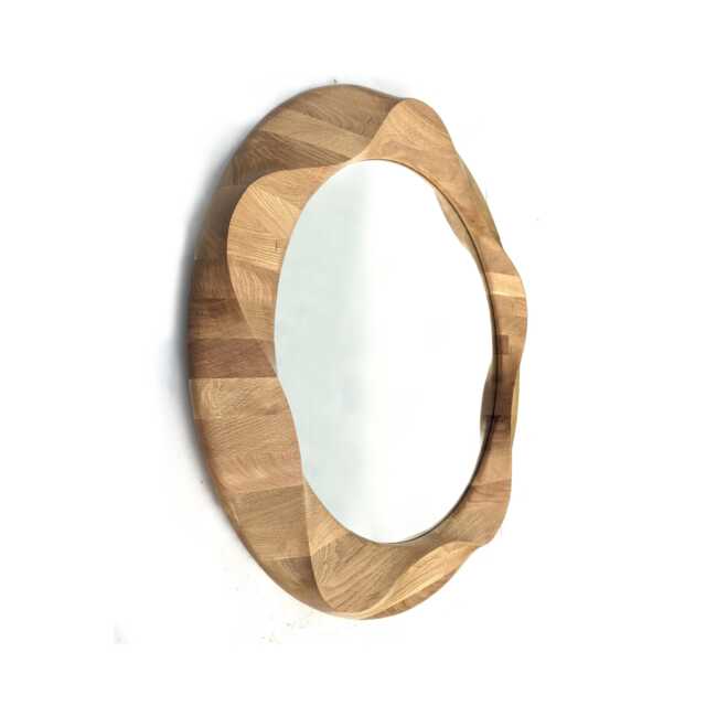 Unique Decorative Round Wooden Mirror. Beautiful Circular Mirrors Made From Handcrafted Natural Oak Wood, Wall Art, Rustic & Modern Decor - image 1