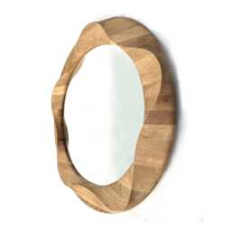 Unique Decorative Round Wooden Mirror. Beautiful Circular Mirrors Made From Handcrafted Natural Oak Wood, Wall Art, Rustic & Modern Decor - thumbnail 4