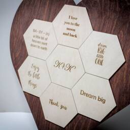 Engraved Quote Honeycomb Wood Wall Decor, Rustic Home Gift - thumbnail 4