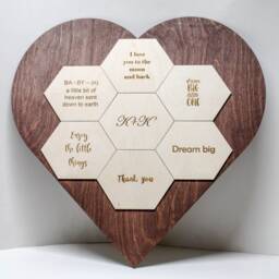 Engraved Quote Honeycomb Wood Wall Decor, Rustic Home Gift - thumbnail 3