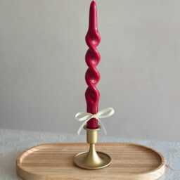 Handmade Red Twisted Taper Candles Soy Wax, Elegant Design, Table Decor. Easter Candle Set - thumbnail 2