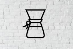 Metal Coffee Maker Wall Art Matte Black Steel Cafe Decor - thumbnail 1