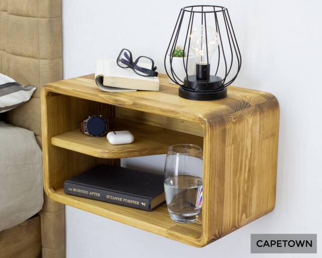 Unique Style Floating Nightstand , Organizer, Wood Bedside Tables Mid Century Table, Shelf - image 1
