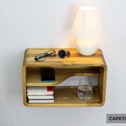 Unique Style Floating Nightstand , Organizer, Wood Bedside Tables Mid Century Table, Shelf - thumbnail 2