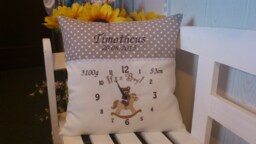 Pillow - Cover For Birth - Teddy Rocking Horse in Clock Beige - thumbnail 1