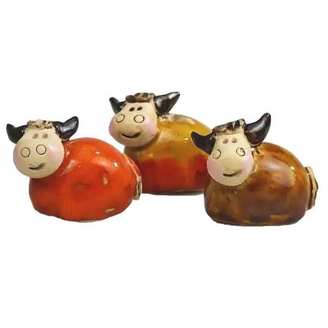Set Of 3 Mini Highland Cow Ceramic Figurines - Handmade Farm Animal Sculptures - image 1