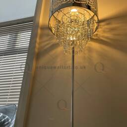 Islamic Chandelier Floor Lamp - Stainless Steel, Crystal Accent Lighting - thumbnail 3