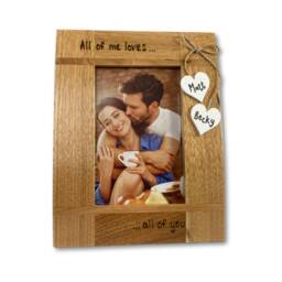 "Anniversary Photo Frame - Valentines Birthday Gift Personalised Solid Oak Wooden All Of Me Loves You 6x4"", 7x5" - thumbnail 1
