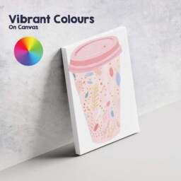 Pink Botanical Reusable Coffee Cup Watercolour Illustration Canvas Wall Art Print Decor Picture Ready To Hang - thumbnail 4