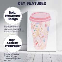 Pink Botanical Reusable Coffee Cup Watercolour Illustration Canvas Wall Art Print Decor Picture Ready To Hang - thumbnail 2