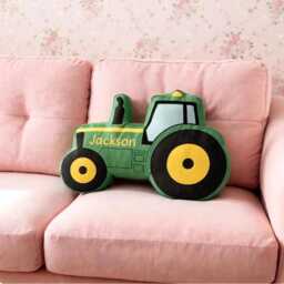 Personalized Excavator Pillow, Custom Names Bulldozer Toddler Nursery Decor, Gift For Boys, Face Shaped Pillow - thumbnail 3