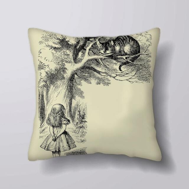 Alice in Wonderland Cheshire Cat - Cushion Cover Case Or Stuffed With Insert - image 1