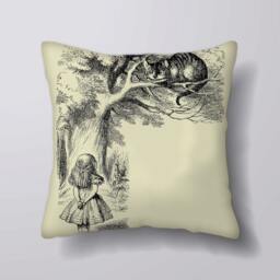 Alice in Wonderland Cheshire Cat - Cushion Cover Case Or Stuffed With Insert - thumbnail 1