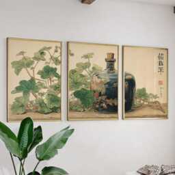Japanese Botanical Print Set - Vintage Asian Still Life Wall Art - thumbnail 2