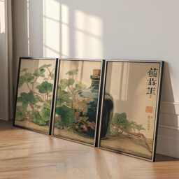 Japanese Botanical Print Set - Vintage Asian Still Life Wall Art - thumbnail 3