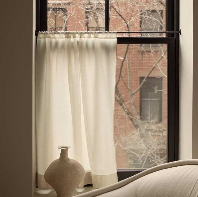 Rod Pocket Top Sheer Cafe Curtain in 100% Cotton, Max Length 120cm/47Inches - image 1