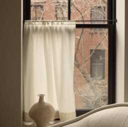 Rod Pocket Top Sheer Cafe Curtain in 100% Cotton, Max Length 120cm/47Inches - thumbnail 1