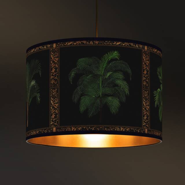Palm Tree Pendant Lampshade, Tropical Decor, Golden Interior - image 1