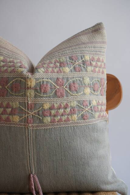 Handmade Hmong Embroidered Pillow Cover Vintage Tribal Design - image 1