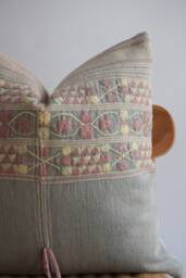 Handmade Hmong Embroidered Pillow Cover Vintage Tribal Design - thumbnail 1