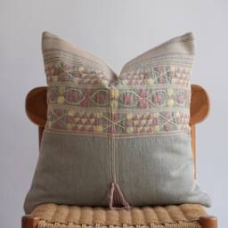 Handmade Hmong Embroidered Pillow Cover Vintage Tribal Design - thumbnail 2