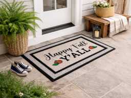 Happy Fall Y'all Pumpkin Doormat - Washable Outdoor Welcome Mat