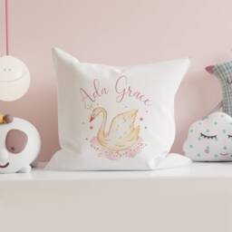 Personalised Swan Cushion - Pink Baby Girl Nursery Decor New - thumbnail 4
