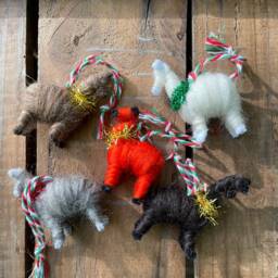 Alpaca Llama Xmas Decoration - Christmas Tree Hanging - Handmade in The UK - thumbnail 3