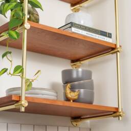 Modular Brass French Bistro Shelving Unit - Glass & Wood Available - The Origin Standard Hardware - thumbnail 3