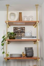 Modular Brass French Bistro Shelving Unit - Glass & Wood Available - The Origin Standard Hardware