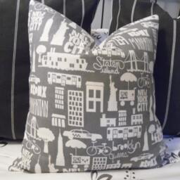 Nyc Scape.pillow Covers.slipcovers.toss Pillows.cushion Covers.gray.white.throw Pillows.sofa Cushion.cushion Covers.home Accents.grays - thumbnail 3