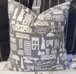 Nyc Scape.pillow Covers.slipcovers.toss Pillows.cushion Covers.gray.white.throw Pillows.sofa Cushion.cushion Covers.home Accents.grays - thumbnail 1