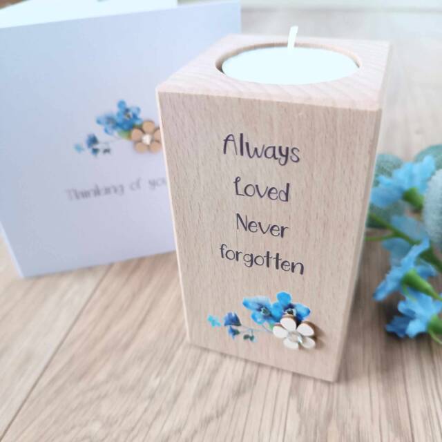 Forget Me Not Gift Set - Bereavement Card/Candle Sympathy Funeral Always Loved - image 1