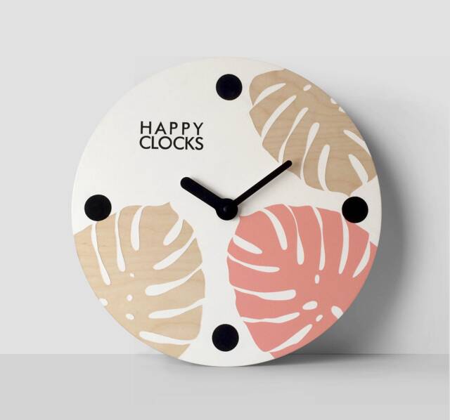 Monstera Leaf Wooden Wall Clock - Handmade Boho Kitchen Decor - image 1