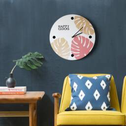 Monstera Leaf Wooden Wall Clock - Handmade Boho Kitchen Decor - thumbnail 2