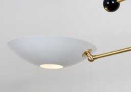 Stilnovo Style Raw Brass Finish White Sputnik Chandelier Three Shade Ceiling Light Pendent Lamp - thumbnail 3