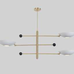 Stilnovo Style Raw Brass Finish White Sputnik Chandelier Three Shade Ceiling Light Pendent Lamp - thumbnail 2