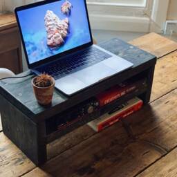 Rustic Reclaimed Wood Monitor Stand Customizable Desk Organiser - thumbnail 3