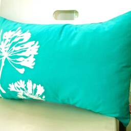 Mint Green Cardinal Pillow Agapanthus Print, Teal Back - 12x18 - thumbnail 3