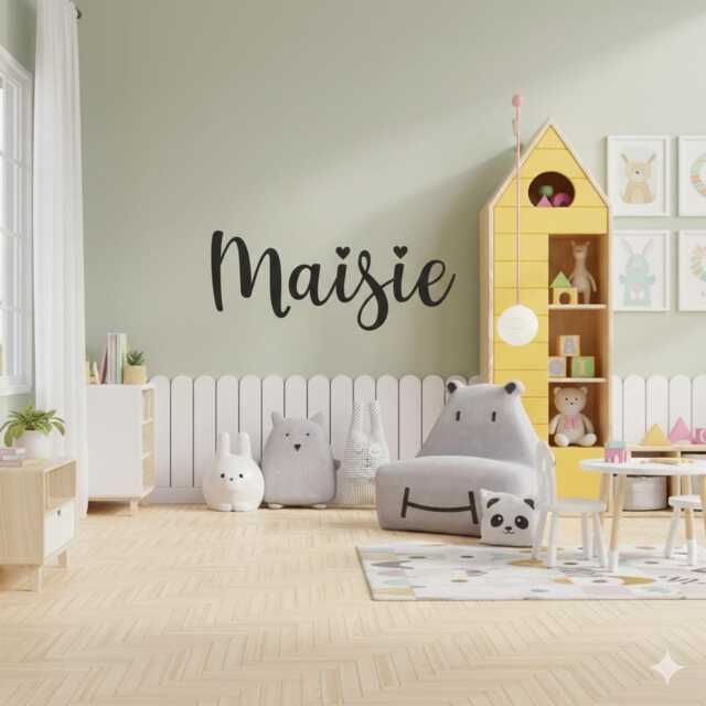 Personalised Script Name Vinyl Wall Sticker Kids Bedroom Decor - image 1