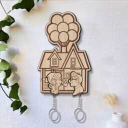 Up Movie Inspired Personalized Key Holder, Carl & Ellie Key, Balloon House, Couple Keychain Hanger For Wall Hanging, Perfect Home Decor