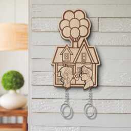 Up Movie Inspired Personalized Key Holder, Carl & Ellie Key, Balloon House, Couple Keychain Hanger For Wall Hanging, Perfect Home Decor - thumbnail 2