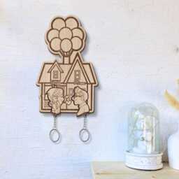 Up Movie Inspired Personalized Key Holder, Carl & Ellie Key, Balloon House, Couple Keychain Hanger For Wall Hanging, Perfect Home Decor - thumbnail 4