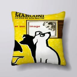 Yellow Dog Pathe Marconi La Voix De Son Maitre - Cushion Cover Case Or Stuffed With Insert - thumbnail 1