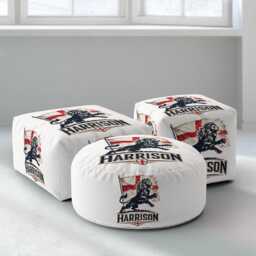 Lions Personalised Name England Flag Kids Pouffe Football Supporter Decor St Georges Cross Sports Fan Bedroom Playroom Seat Rest Gift - thumbnail 1