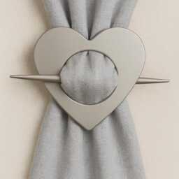Set Of 2 Modern Heart Curtain Tiebacks - Minimal Metallic Holdbacks Decorative Window Drape Decor Contemporary Home Style - thumbnail 2