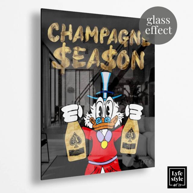 Champagne Duck - Glass Effect Alec Monopoly Inspired - Wall Decor Pop Art Gifts For Him Canvas Luxury Champagne - image 1